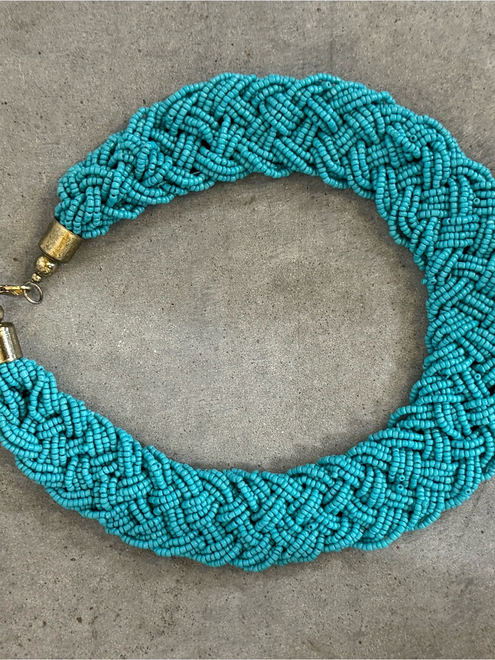 Turquoise Beaded Braided Statement Necklace - Women's Jewelry